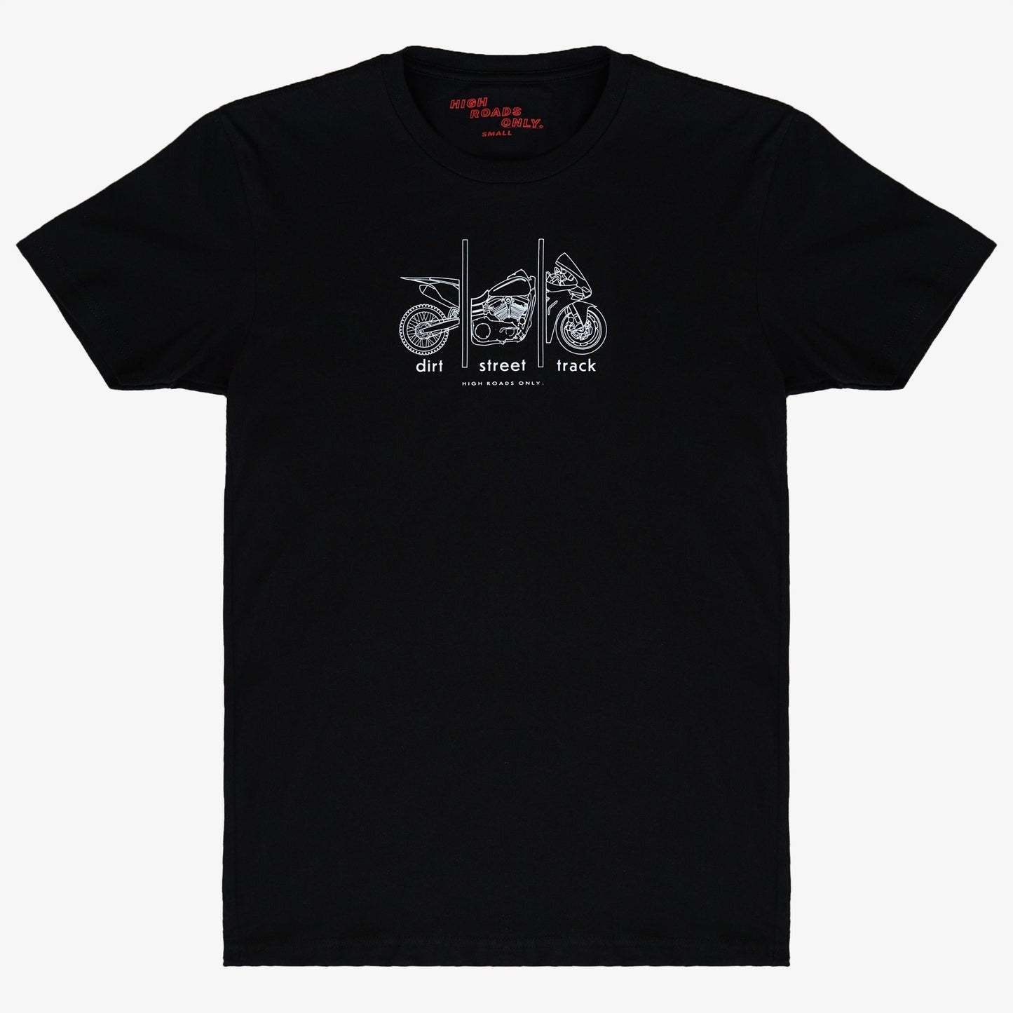 Dirt Street Track Everyday Tee men's black front product photo