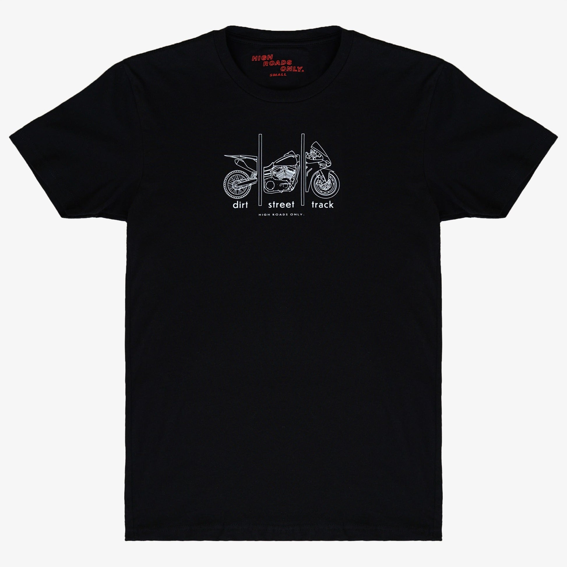 Dirt Street Track Everyday Tee men's black front product photo