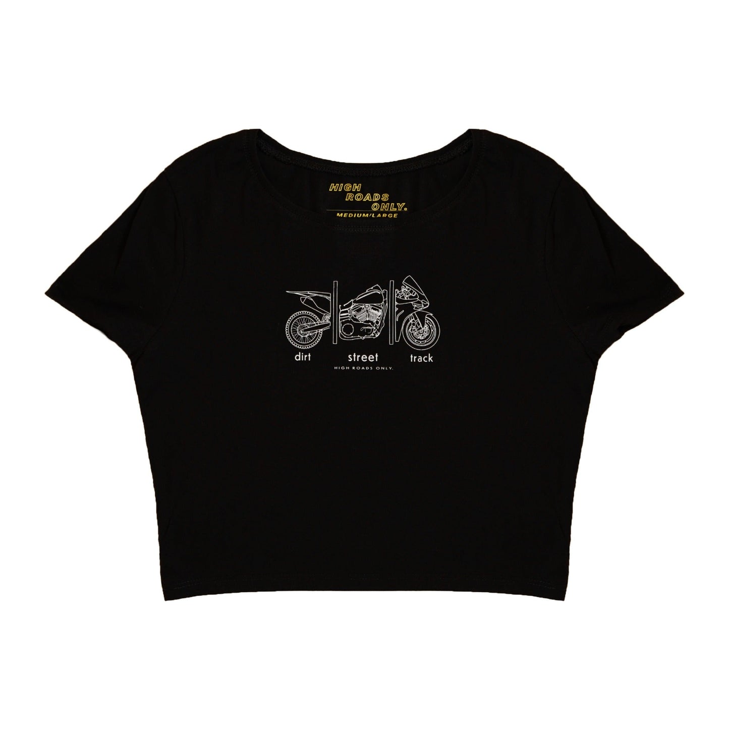 Dirt Street Track Airlume Crop Top black front product photo