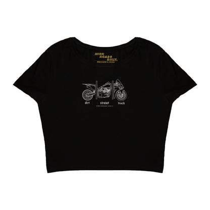 Dirt Street Track Airlume Crop Top black front product photo